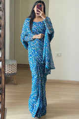 Blue Georgette Saree