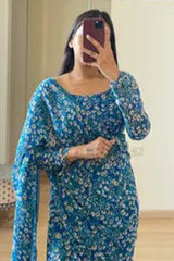 Blue Georgette Saree