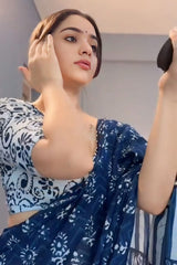 Blue Cotton Saree