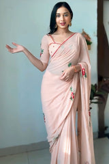 Peach Georgette Saree