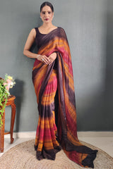 Grace Meets Convenience – Multicolor Nylon Silk Pre-Stitched Saree