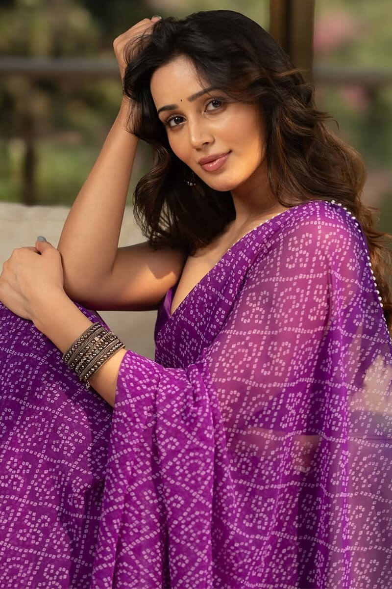 Purple Georgette Saree