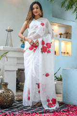 Off White Georgette Saree
