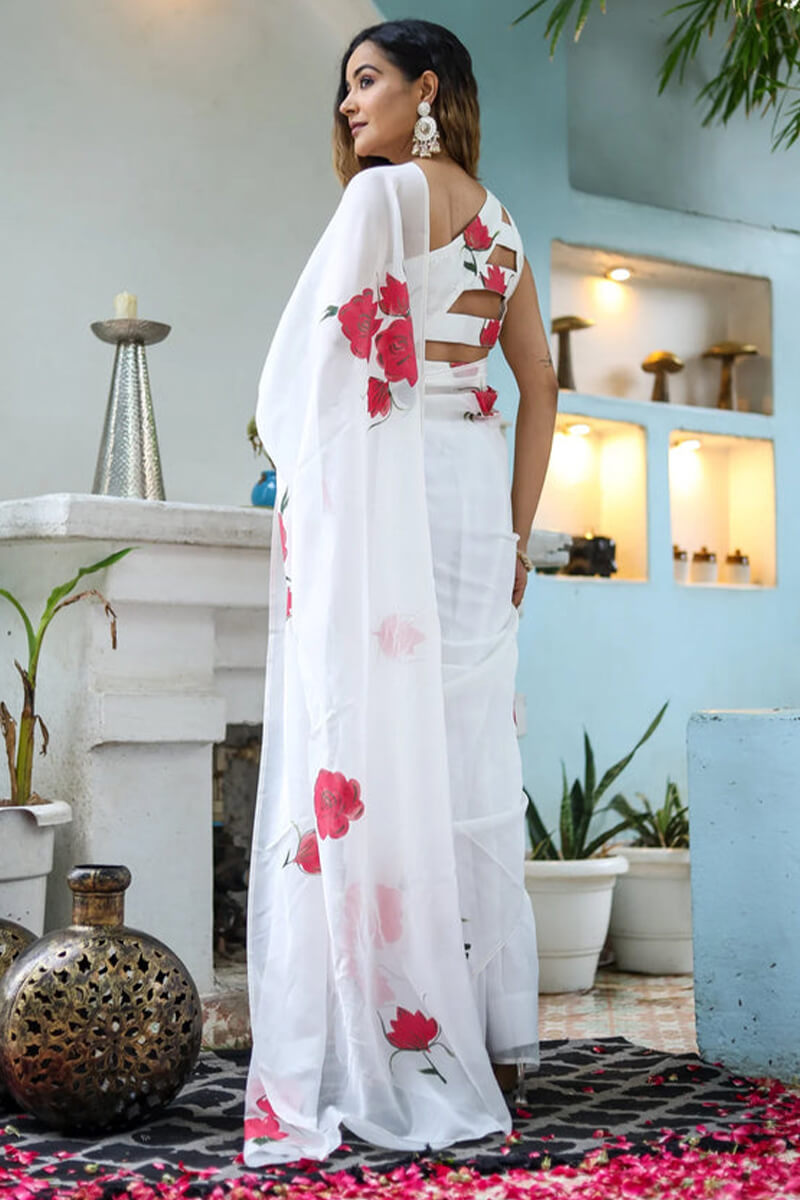 Off White Georgette Saree