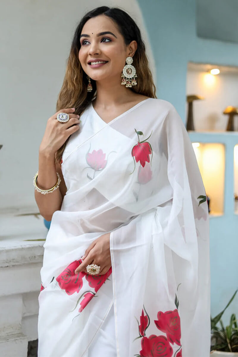 Off White Georgette Saree
