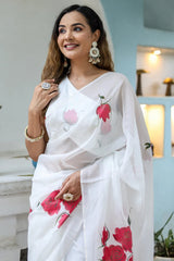 Off White Georgette Saree