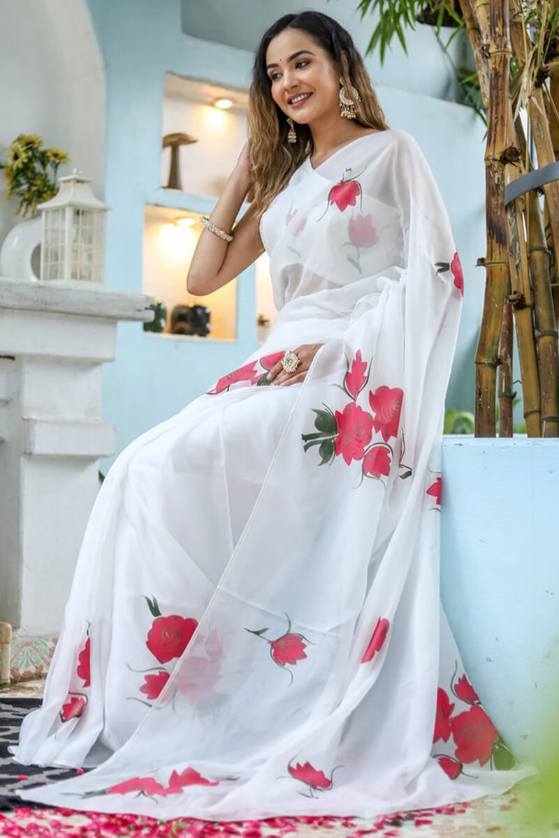 Off White Georgette Saree