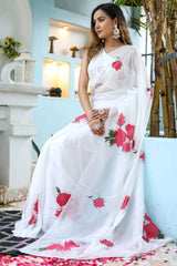 Off White Georgette Saree