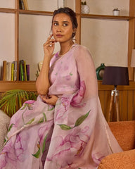 Pink Organza Silk Saree
