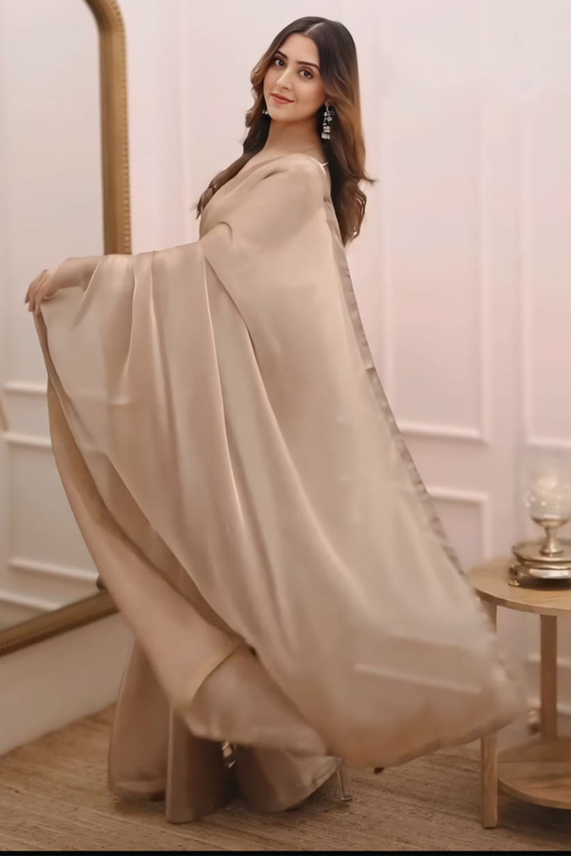 Gorgeous Brown Fancy Silk Saree With Vivacious Blouse Piece