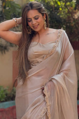 Grey Jimmy Choo Silk Saree
