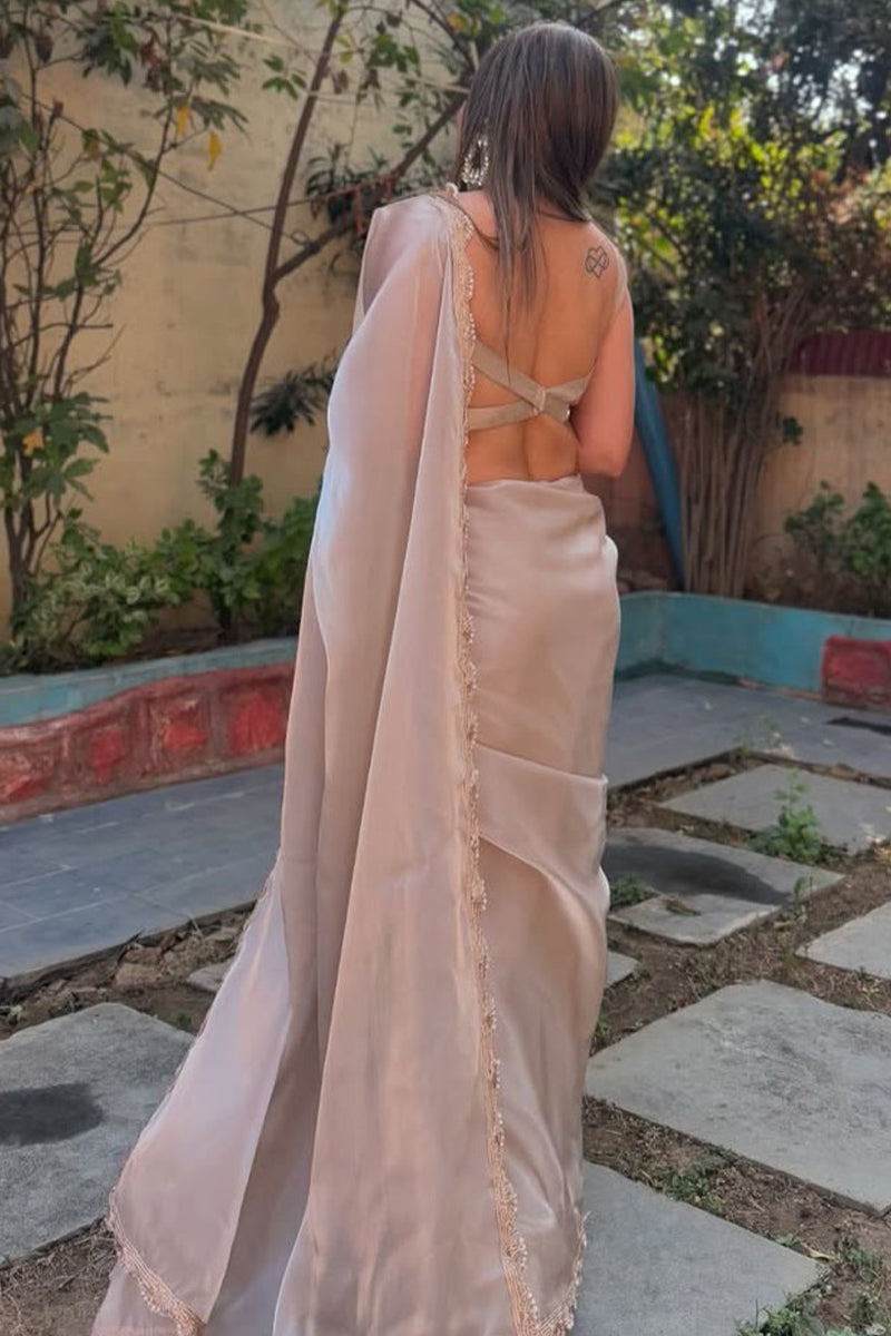 Grey Jimmy Choo Silk Saree