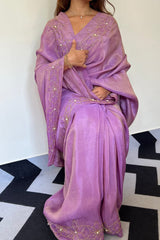 lavender Malai Satin Silk Saree