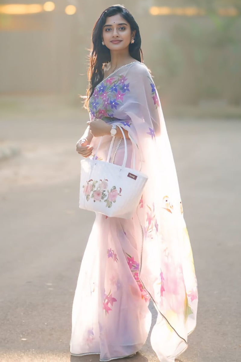 Off White Organza Silk Saree