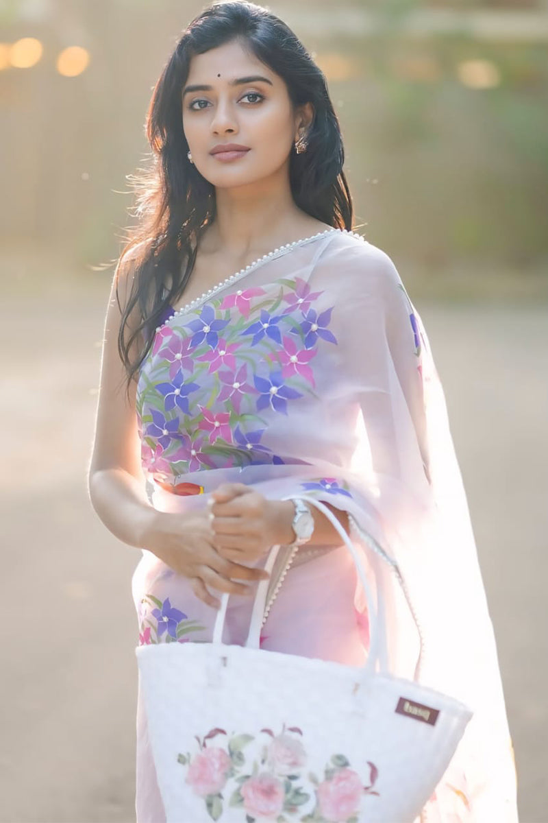 Off White Organza Silk Saree