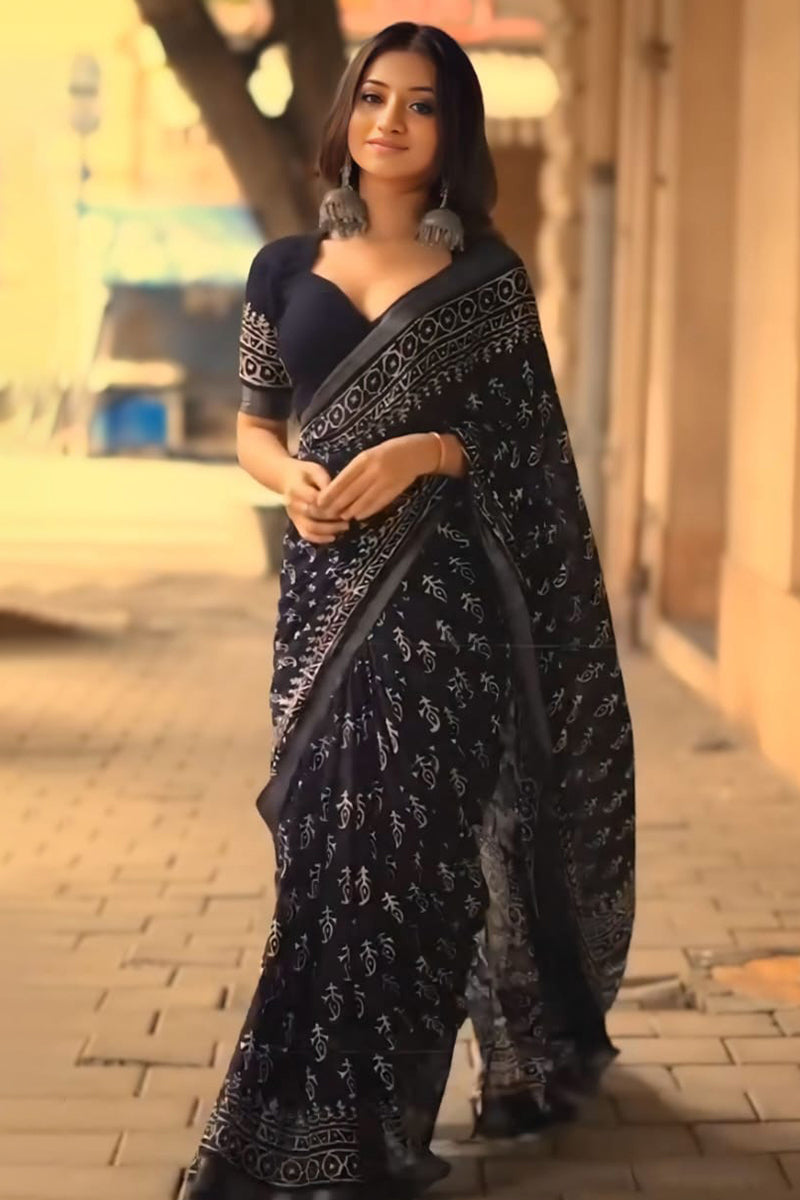 Black Cotton Saree