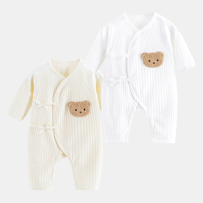 Side Knot Baby Romper Jumpsuit – 100% Cotton Unisex Outfit for Boys & Girls