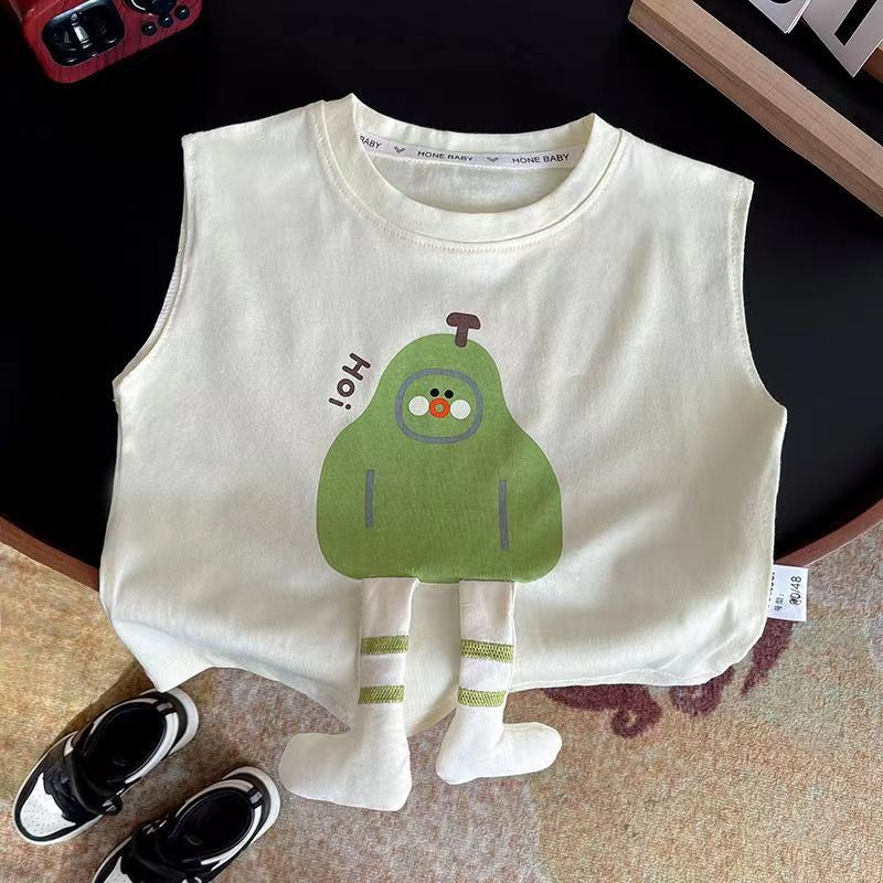 Sleeveless Cool Baby Boys 3D Design Set – Cotton Summer Outfit for Active Kids