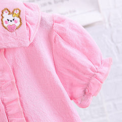 Smart Button Girls Shirt with Trendy Shorts Set – 100% Cotton Kids’ Outfit, Comfortable & Stylish