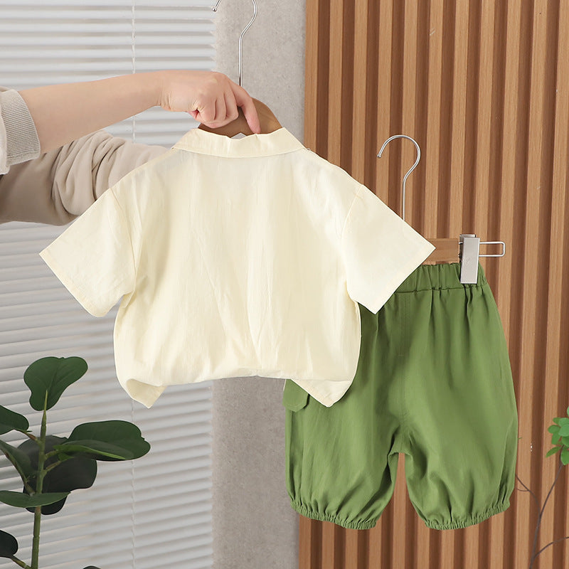 Smart Pocket Shirt and Bottom Set – 100% Cotton Boys’ Outfit, Comfortable & Stylish Two-Piece