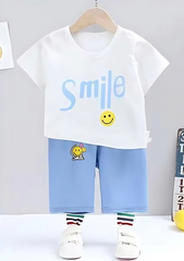 Smile All Day Girls Everyday Set – 100% Cotton Two-Piece Outfit, Comfortable & Playful Kidswear