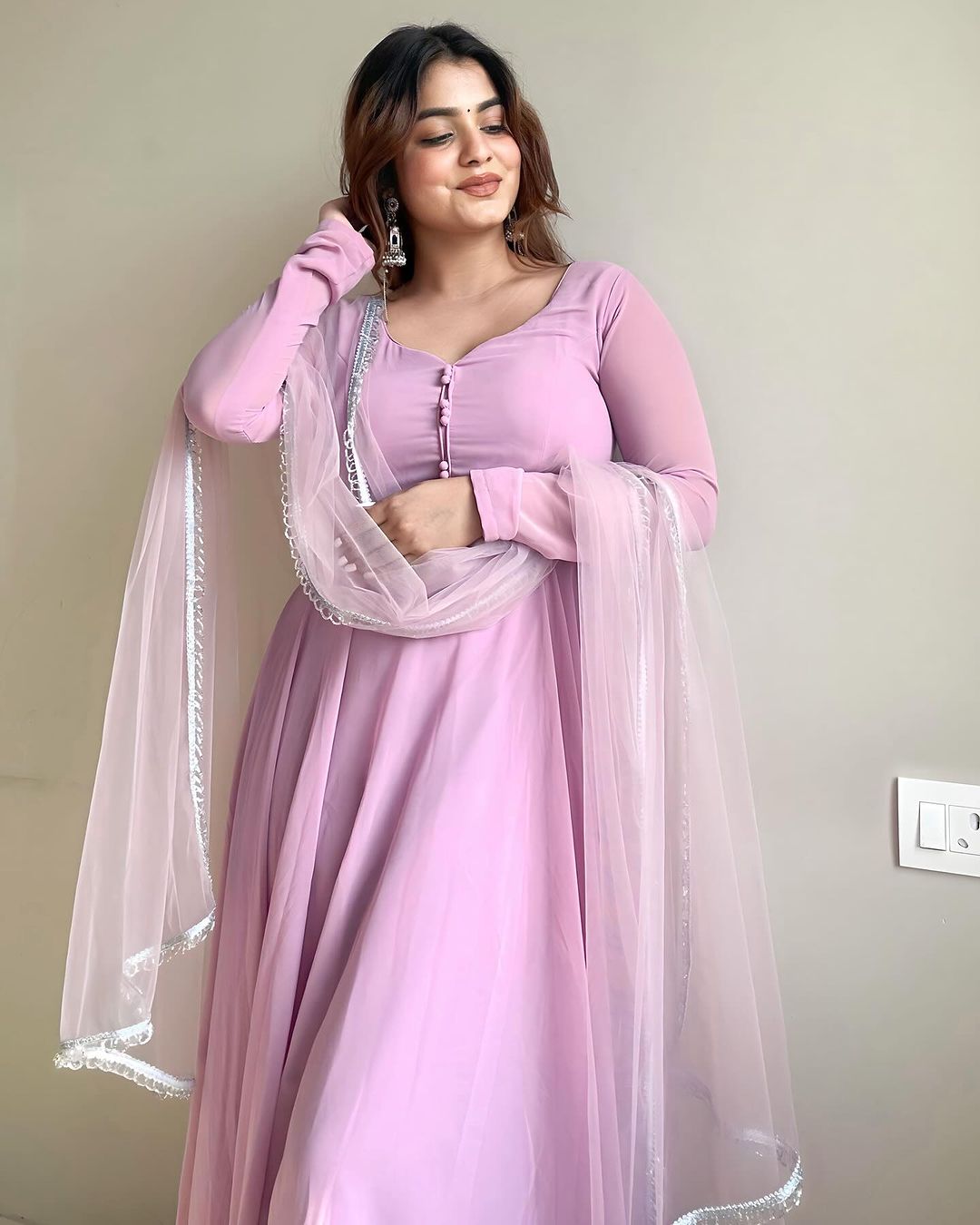 Pure Soft Georgette Plain Anarkali Suit – 3-Piece Set