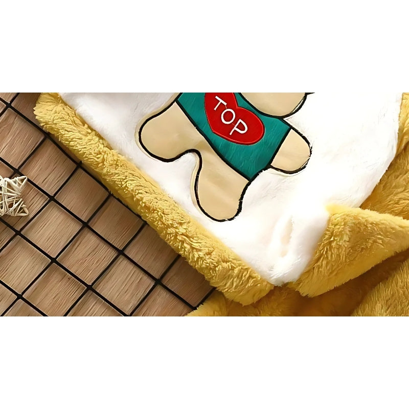 Snuggly Bear Boys and Girls Plush Set – Fleece-Lined Cotton Blend Kids’ Outfit, Warm & Adorable