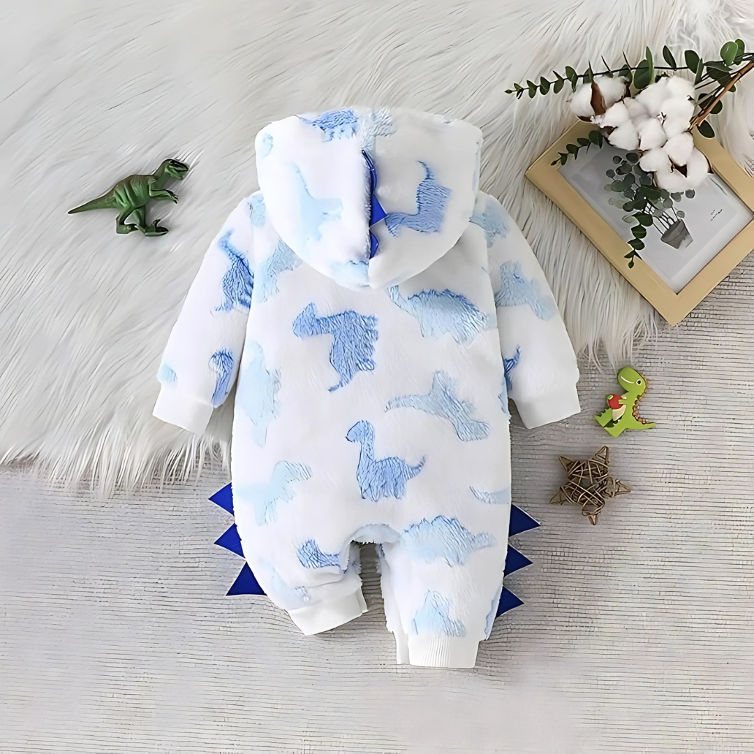 Cozy Fleece Dino Baby Romper Jumpsuit for Boys and Girls – Cotton