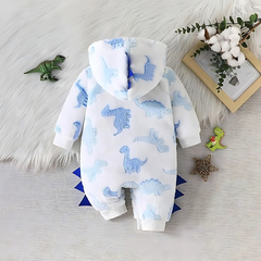 Cozy Fleece Dino Baby Romper Jumpsuit for Boys and Girls – Cotton