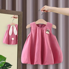 Sparkly Bunny Ears Girls Dress – Cotton Party Wear Outfit