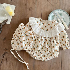 Stella Baby Girls Cotton Frill Romper with Matching Cap – Cute Summer Outfit