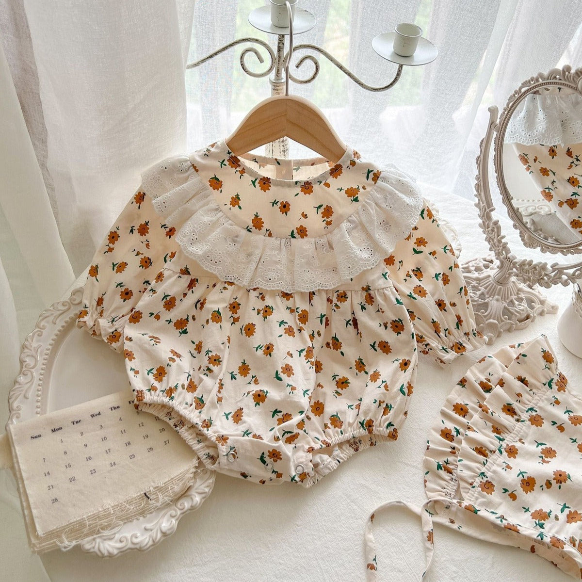 Stella Baby Girls Cotton Frill Romper with Matching Cap – Cute Summer Outfit