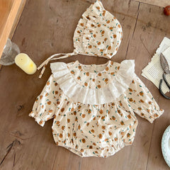 Stella Baby Girls Cotton Frill Romper with Matching Cap – Cute Summer Outfit