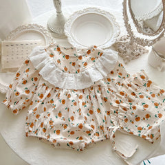 Stella Baby Girls Cotton Frill Romper with Matching Cap – Cute Summer Outfit