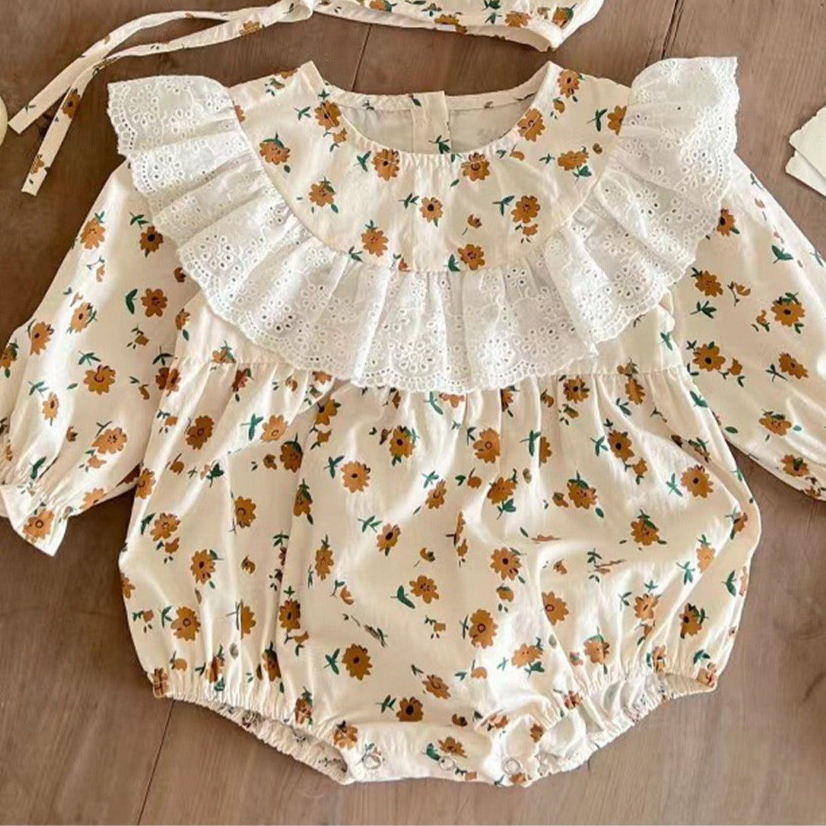 Stella Baby Girls Cotton Frill Romper with Matching Cap – Cute Summer Outfit