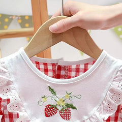 Strawberry Plaid Cotton Baby Girls Romper – Cute Summer Outfit