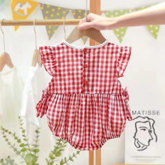 Strawberry Plaid Cotton Baby Girls Romper – Cute Summer Outfit