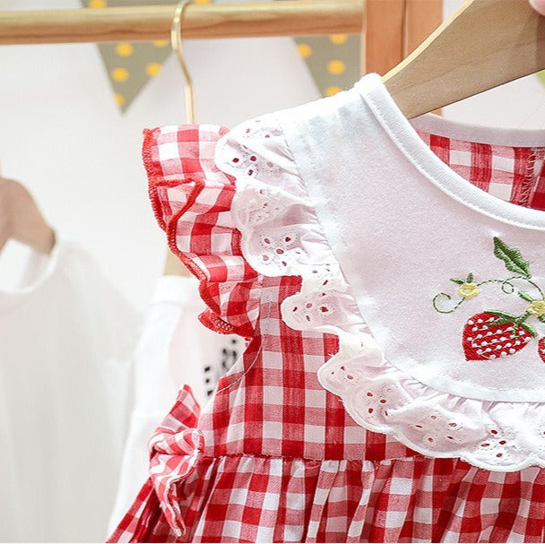 Strawberry Plaid Cotton Baby Girls Romper – Cute Summer Outfit