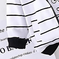 Striped Hooded Jacket Boys Three Piece Set – Cotton Blend Kids’ Outfit, Comfortable & Stylish