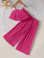 Stylish Girls Crop Top and Pants Set – Cotton Blend Outfit for Kids