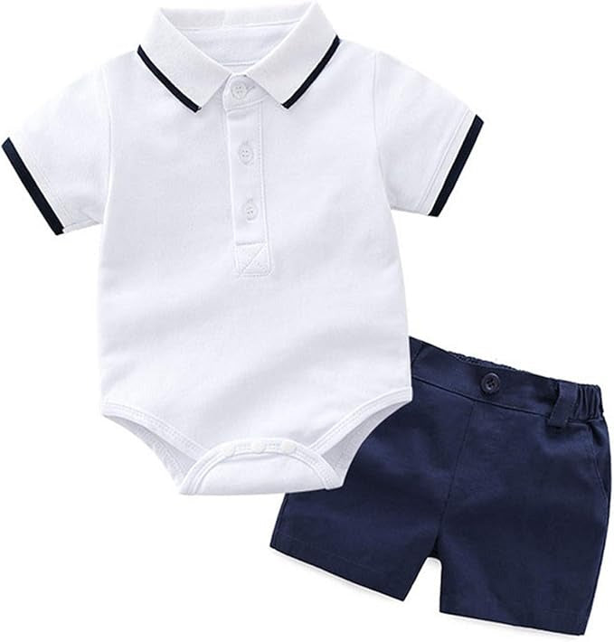 Stylish Polo Baby Boys T-Shirt Romper Shorts Set – Soft Cotton Infant Outfit, Comfortable & Trendy