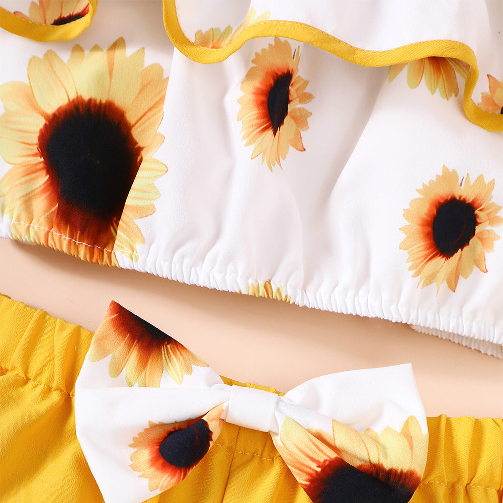 Sun-Kissed Girls Top and Shorts Set – Cotton Blend Summer Outfit