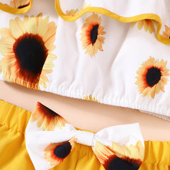 Sun-Kissed Girls Top and Shorts Set – Cotton Blend Summer Outfit