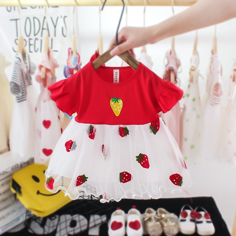 Baby Girls Strawberry Dress – Soft Cotton Outfit