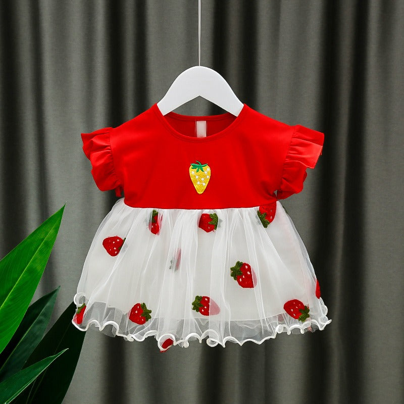 Baby Girls Strawberry Dress – Soft Cotton Outfit