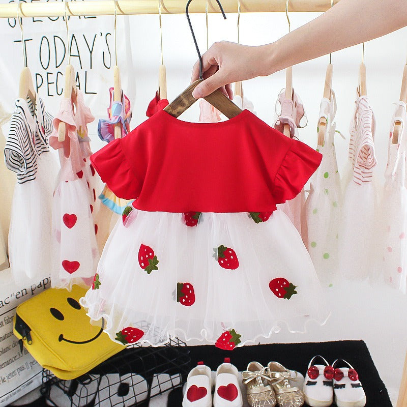 Baby Girls Strawberry Dress – Soft Cotton Outfit