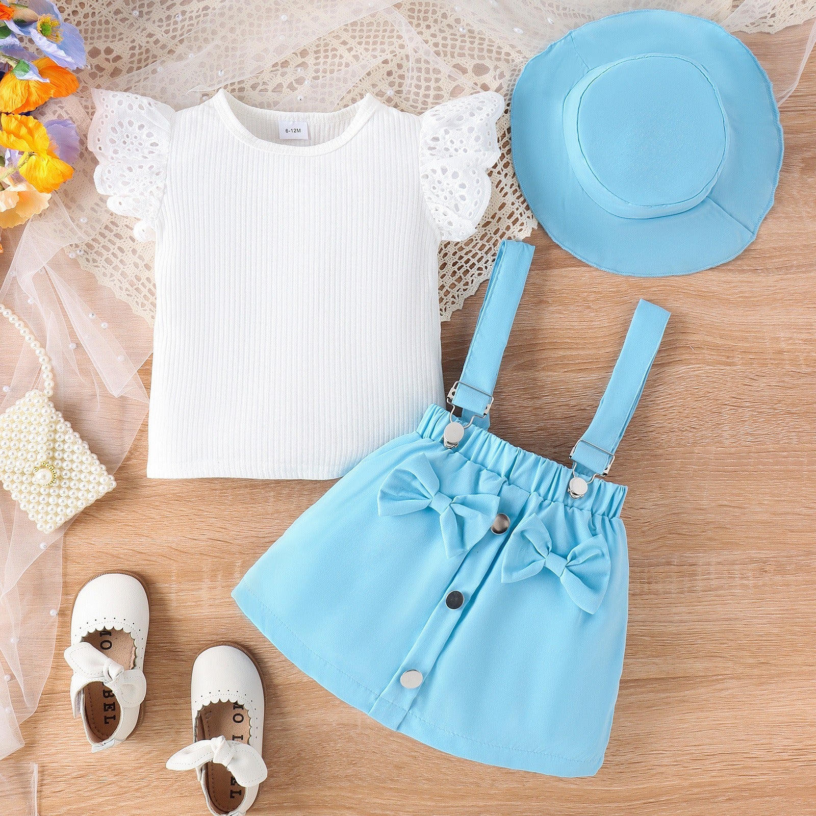 Inaya Baby Girls Cotton Blend Dress Set with Matching Hat – Comfortable Party Wear