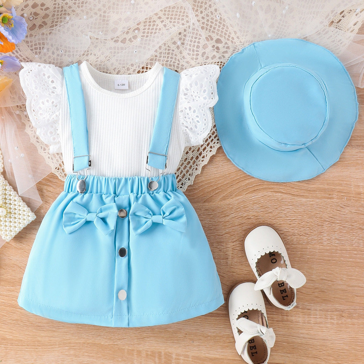 Inaya Baby Girls Cotton Blend Dress Set with Matching Hat – Comfortable Party Wear