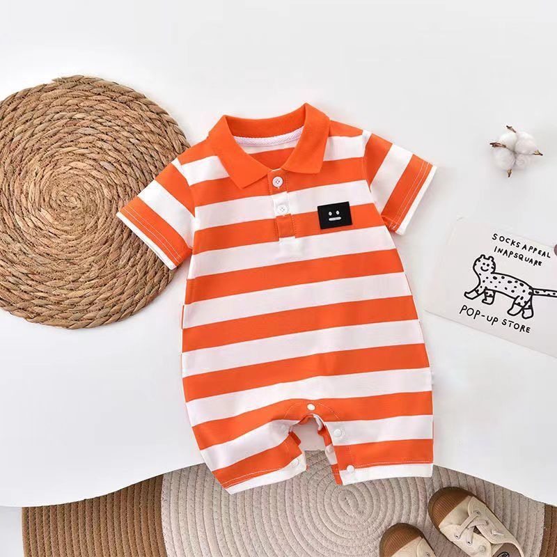 Smart Striped Baby Boys T-shirt Romper – 100% Cotton Infant Outfit, Comfortable & Stylish One-Piece