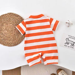 Smart Striped Baby Boys T-shirt Romper – 100% Cotton Infant Outfit, Comfortable & Stylish One-Piece